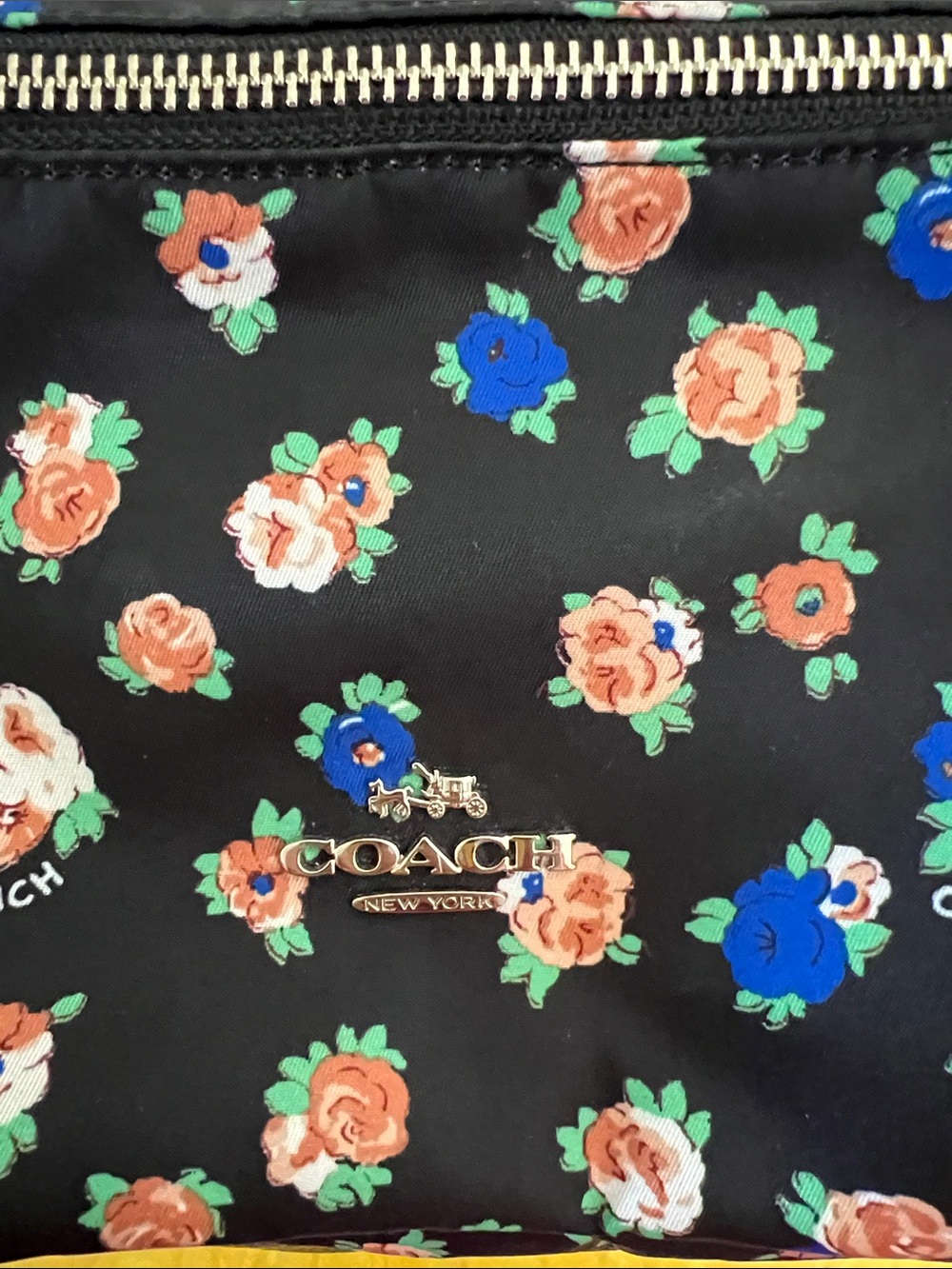 Coach Black Floral Backpack with Fox Patch and Blue Sunglasses - Picture 2 of 16